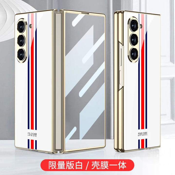 Luxury Plated Tempered Glass Case with Hard Frame for Samsung Galaxy Z Fold 6/5