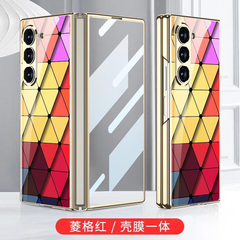 Luxury Plated Tempered Glass Case with Hard Frame for Samsung Galaxy Z Fold 6/5