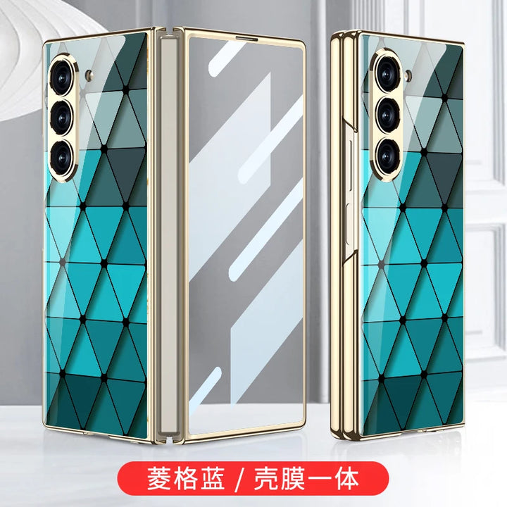 Luxury Plated Tempered Glass Case with Hard Frame for Samsung Galaxy Z Fold 6/5