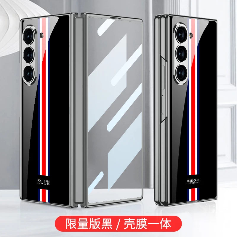 Luxury Plated Tempered Glass Case with Hard Frame for Samsung Galaxy Z Fold 6/5
