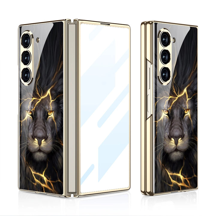 Luxury Plated Tempered Glass Case with Hard Frame for Samsung Galaxy Z Fold 6/5