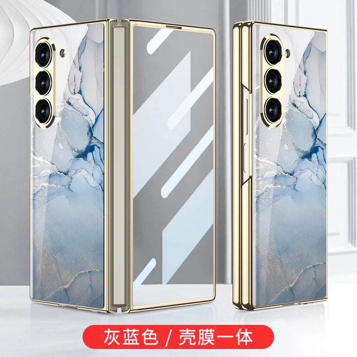 Luxury Plated Tempered Glass Case with Hard Frame for Samsung Galaxy Z Fold 6/5
