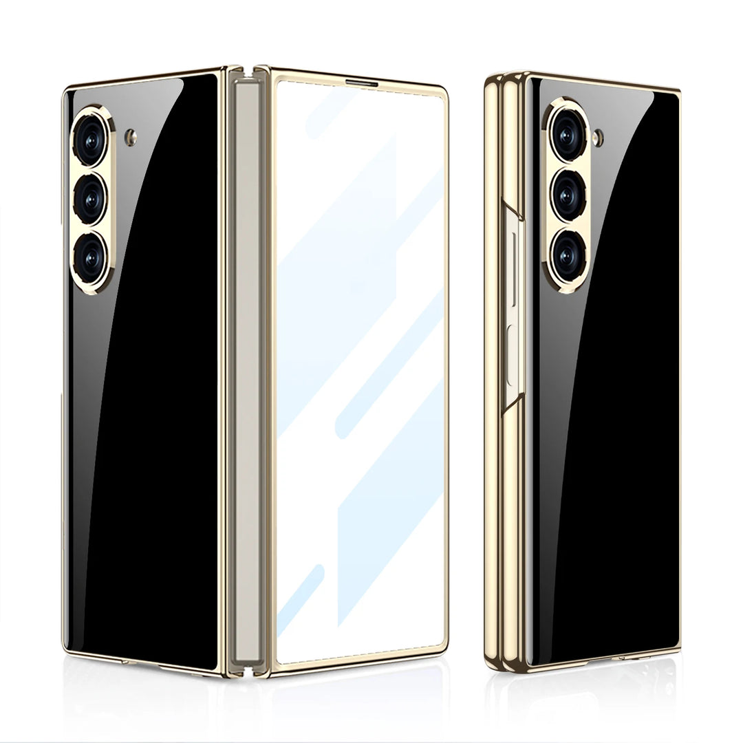Luxury Plated Tempered Glass Case with Hard Frame for Samsung Galaxy Z Fold 6/5