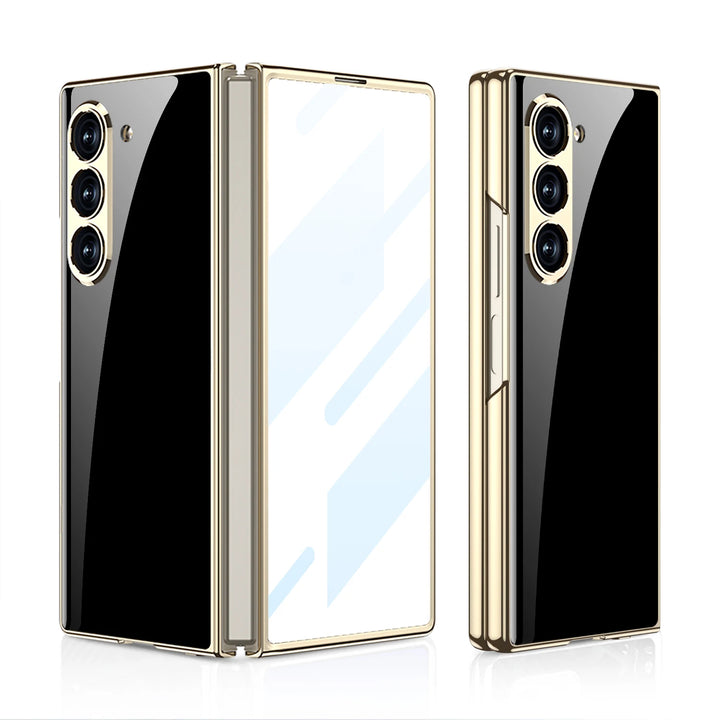 Luxury Plated Tempered Glass Case with Hard Frame for Samsung Galaxy Z Fold 6/5