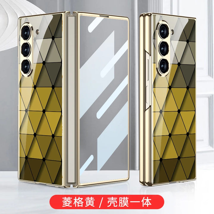 Luxury Plated Tempered Glass Case with Hard Frame for Samsung Galaxy Z Fold 6/5