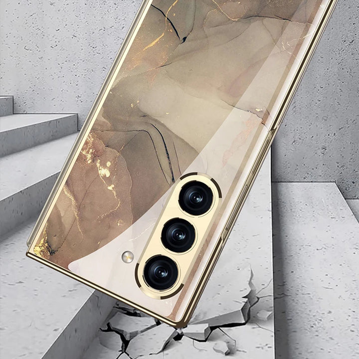 Luxury Plated Tempered Glass Case with Hard Frame for Samsung Galaxy Z Fold 6/5