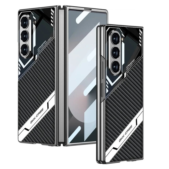 Luxury Leather Case for Samsung Z Fold 6 with Tempered Glass
