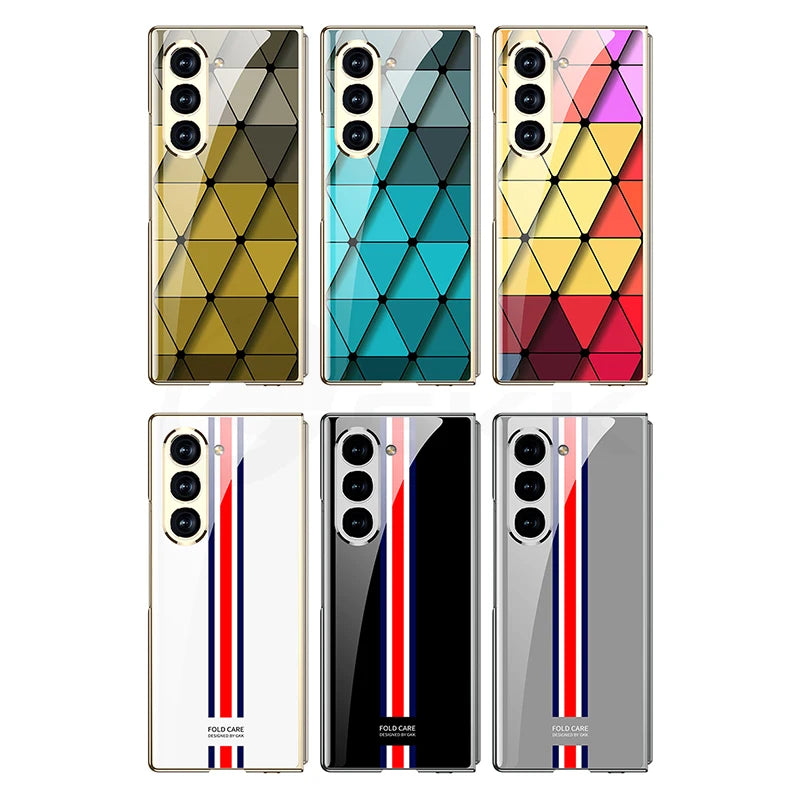 Luxury Plated Tempered Glass Case with Hard Frame for Samsung Galaxy Z Fold 6/5
