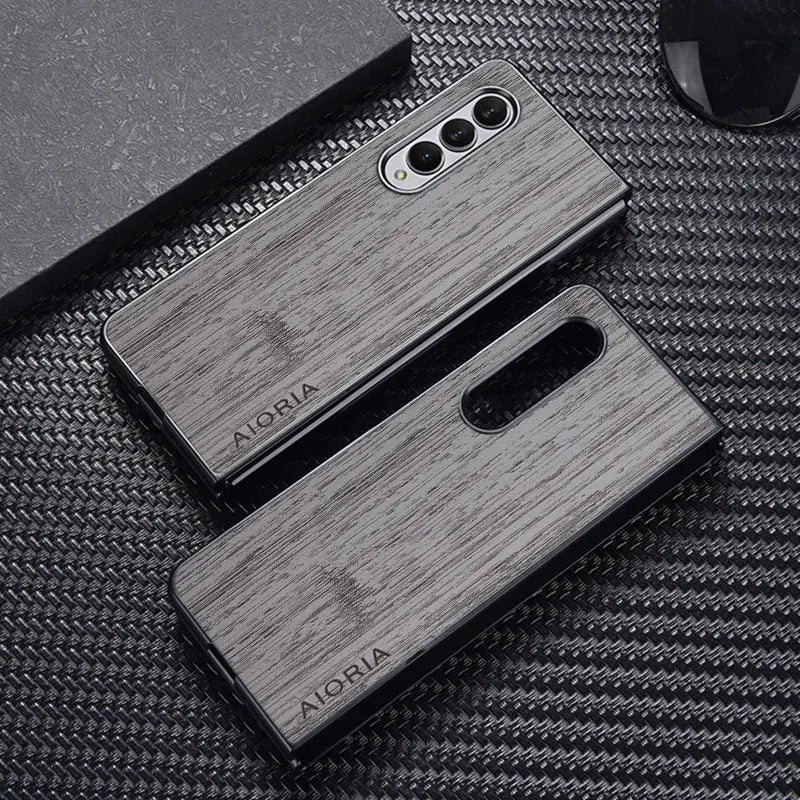 Bamboo Wood Pattern Leather Case for Galaxy Z Fold 3-6