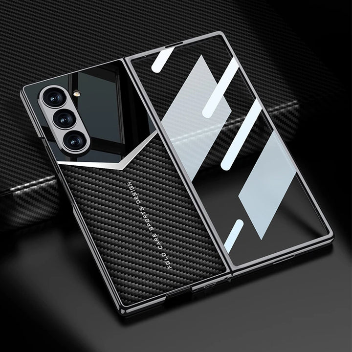 Luxury Leather Case for Samsung Z Fold 6 with Tempered Glass