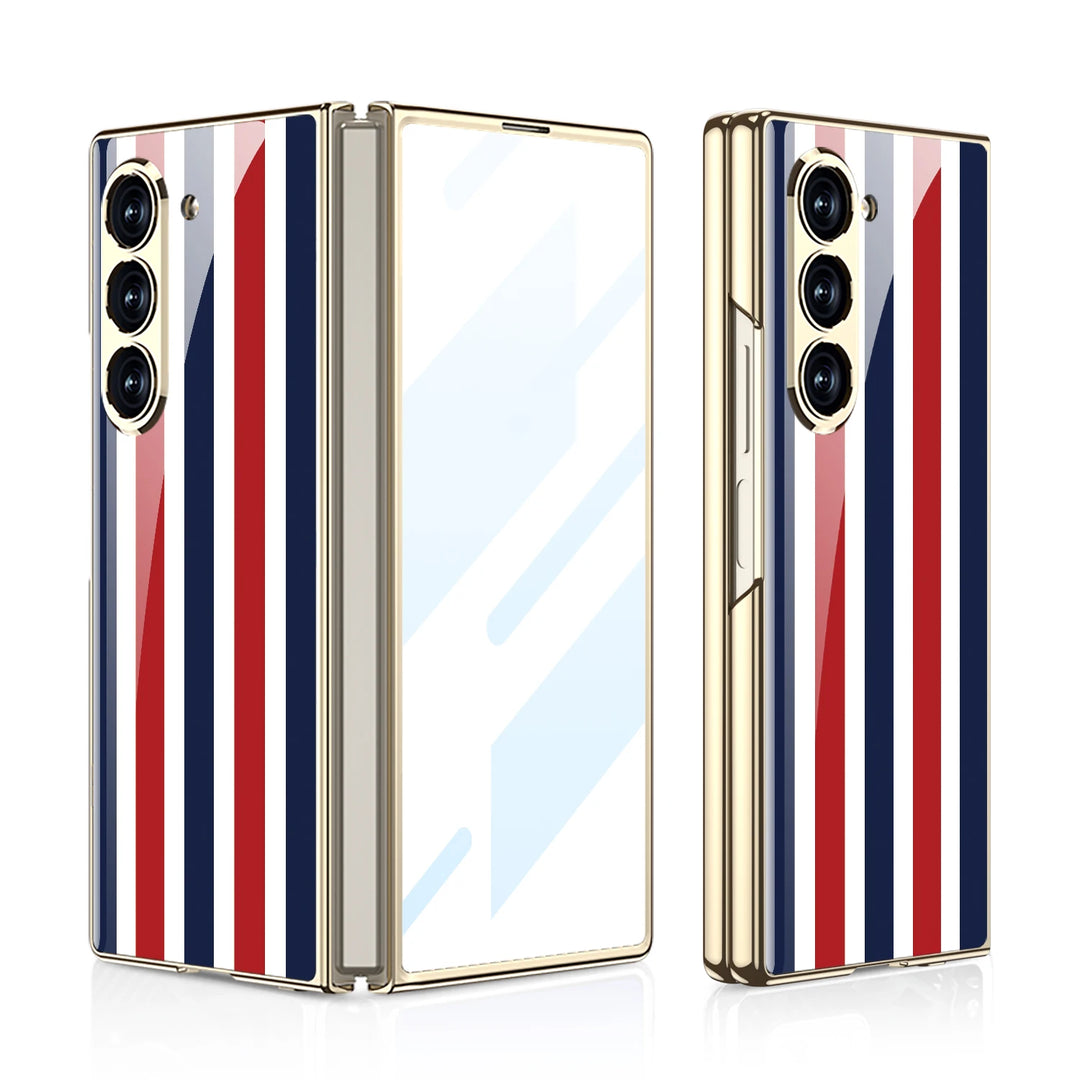 Luxury Plated Tempered Glass Case with Hard Frame for Samsung Galaxy Z Fold 6/5