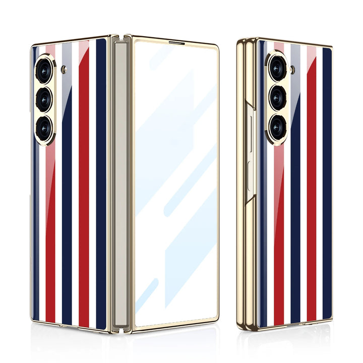 Luxury Plated Tempered Glass Case with Hard Frame for Samsung Galaxy Z Fold 6/5