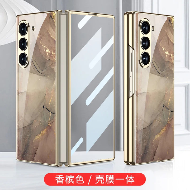 Luxury Plated Tempered Glass Case with Hard Frame for Samsung Galaxy Z Fold 6/5