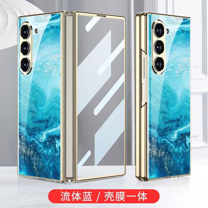 Luxury Plated Tempered Glass Case with Hard Frame for Samsung Galaxy Z Fold 6/5