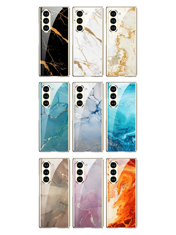 Luxury Plated Tempered Glass Case with Hard Frame for Samsung Galaxy Z Fold 6/5
