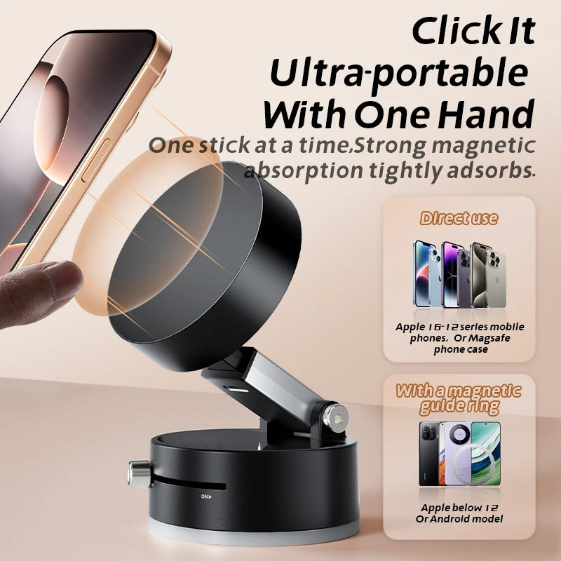 Mini Magnetic Suction Cup Foldable Phone Holder for iPhone & Android