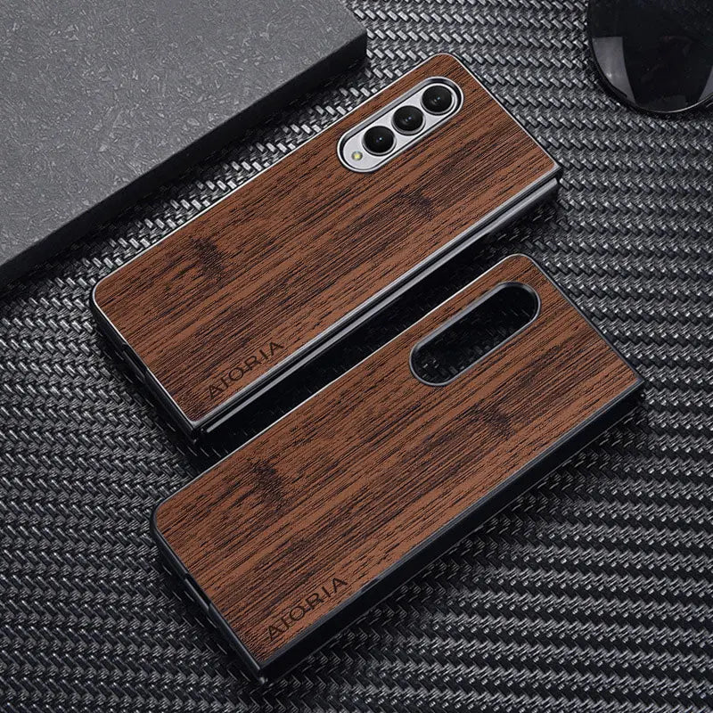 Bamboo Wood Pattern Leather Case for Galaxy Z Fold 3-6